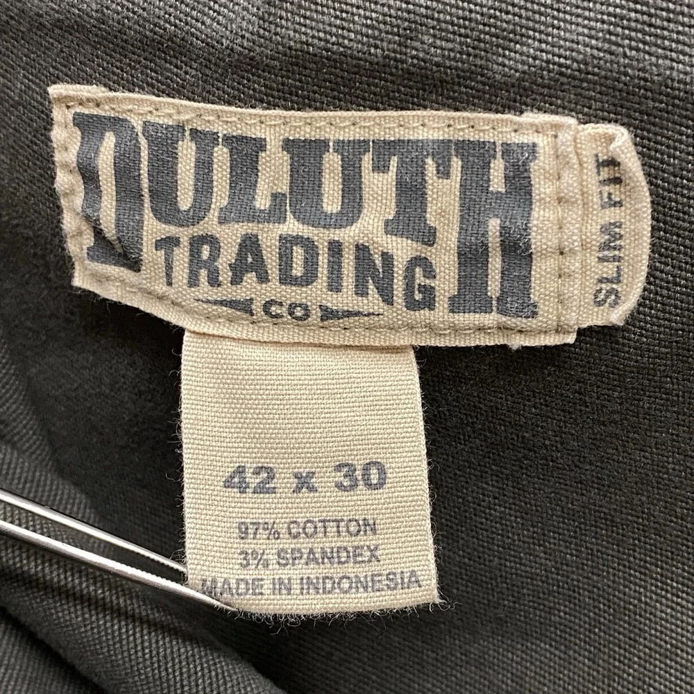 Duluth Trading Co. Flex Fire Hose Mens 40x29 Gray Slim Fit Cargo Carpenter Pants